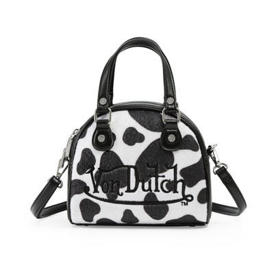 Von Dutch Black and White Cow Print Vegan Pony Hair Bowling Bag | eBay | eBay US