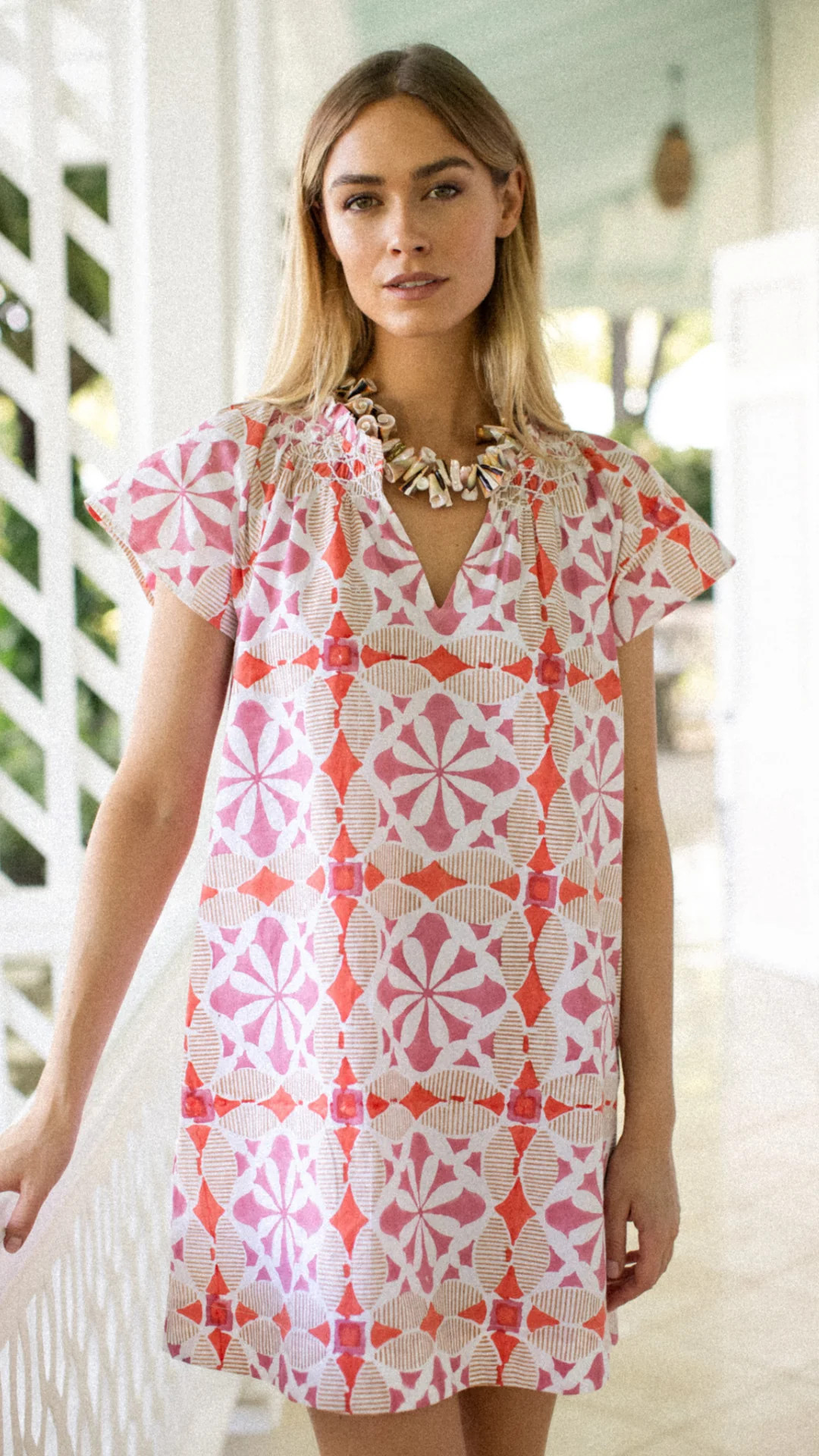 Cecelia Shortie Dress - Pink Cafe Tile | Marea