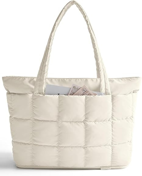 BAGSMART Expandable Tote Bag for Women, Puffer Work Tote Handbag, Quilted Carry On Bag for Travel... | Amazon (US)