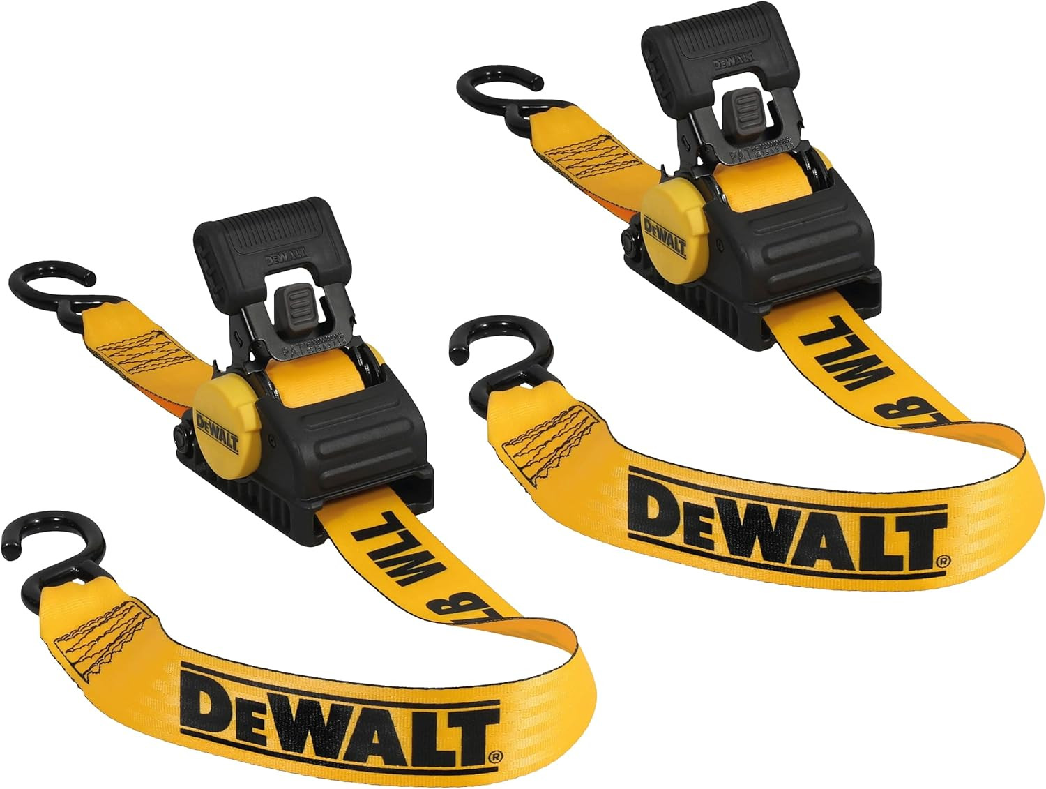 DEWALT DXBC9002 Black/Yellow 2” x 10’ Auto Retractable Ratchet Straps - 1,100 lb Safe Working... | Amazon (US)