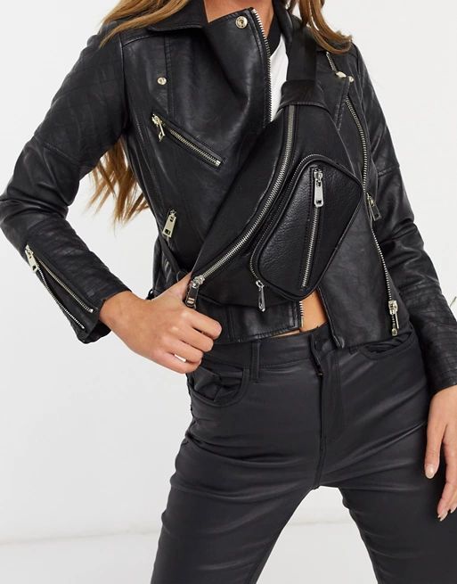 Topshop diagonal zip fanny pack in black | ASOS (Global)