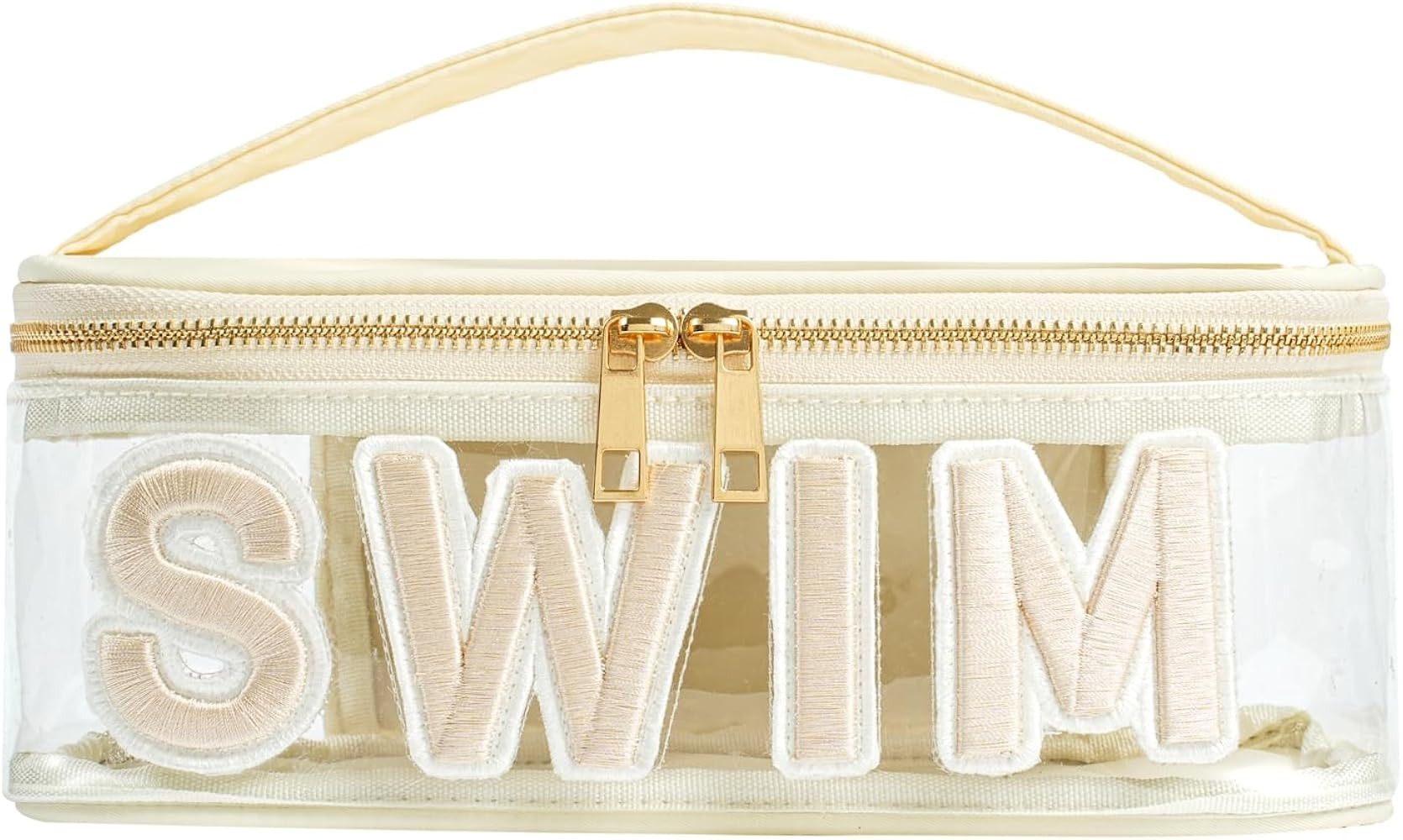 Clear Waterproof Summer SWIM Makeup Bag, Aesthetic Transparent Letter Patch Cosmetic Bag, Preppy ... | Amazon (US)