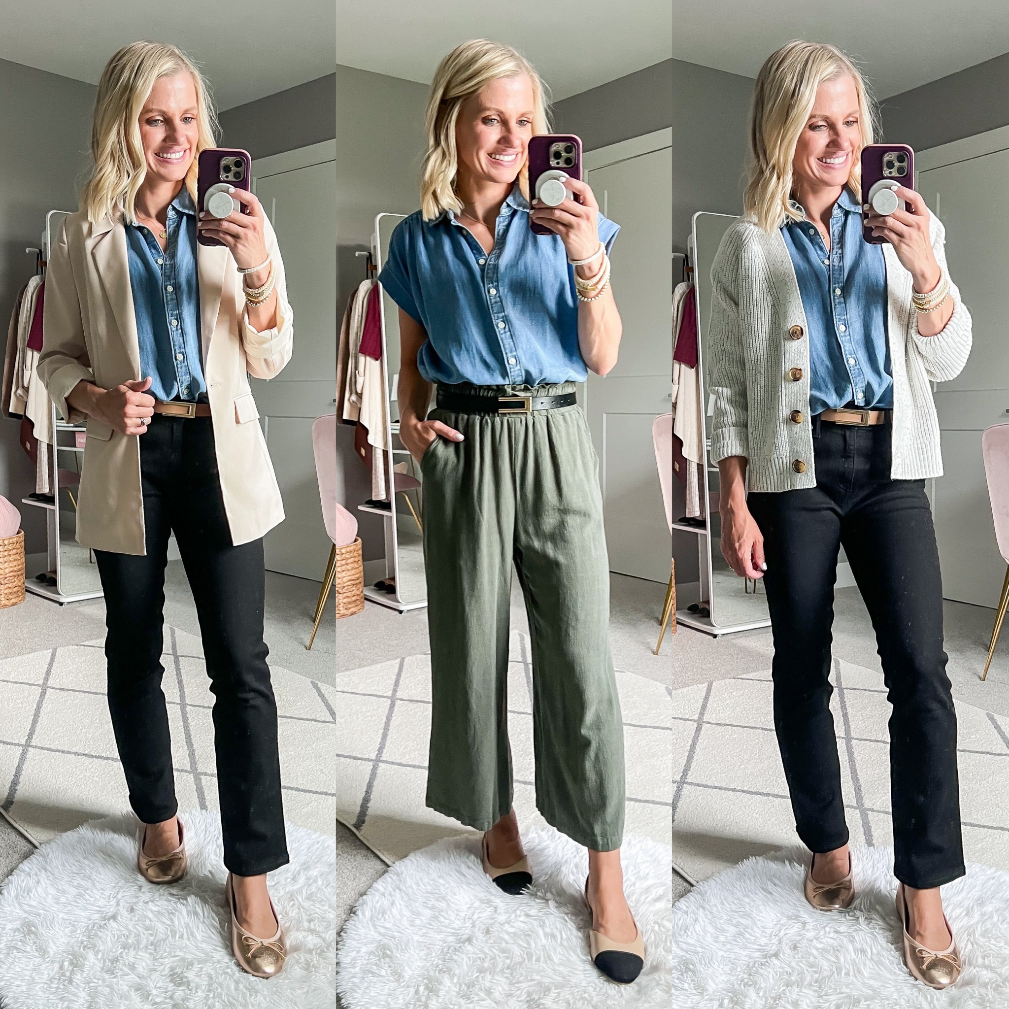 Teacher capsule wardrobe outfits! Shirt- xs || blazer- xs || cardigan- xs || black jeans- 26/short || green pants- small 

#LTKFindsUnder50 #LTKStyleTip #LTKWorkwear