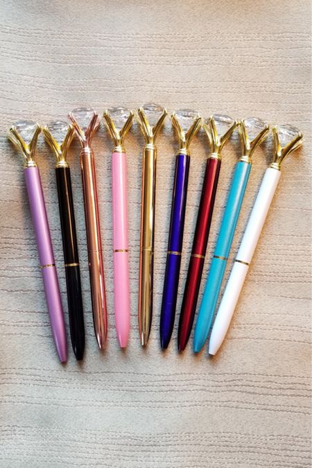 Love my collection of crystal ‘Diamond’ topped pens. A fun wedding planning gift or bridal shower favor.

#bridegift #bachelorettepartygift #engagementgift #bridalshowergift #writergift

#LTKwedding #LTKhome #LTKunder50