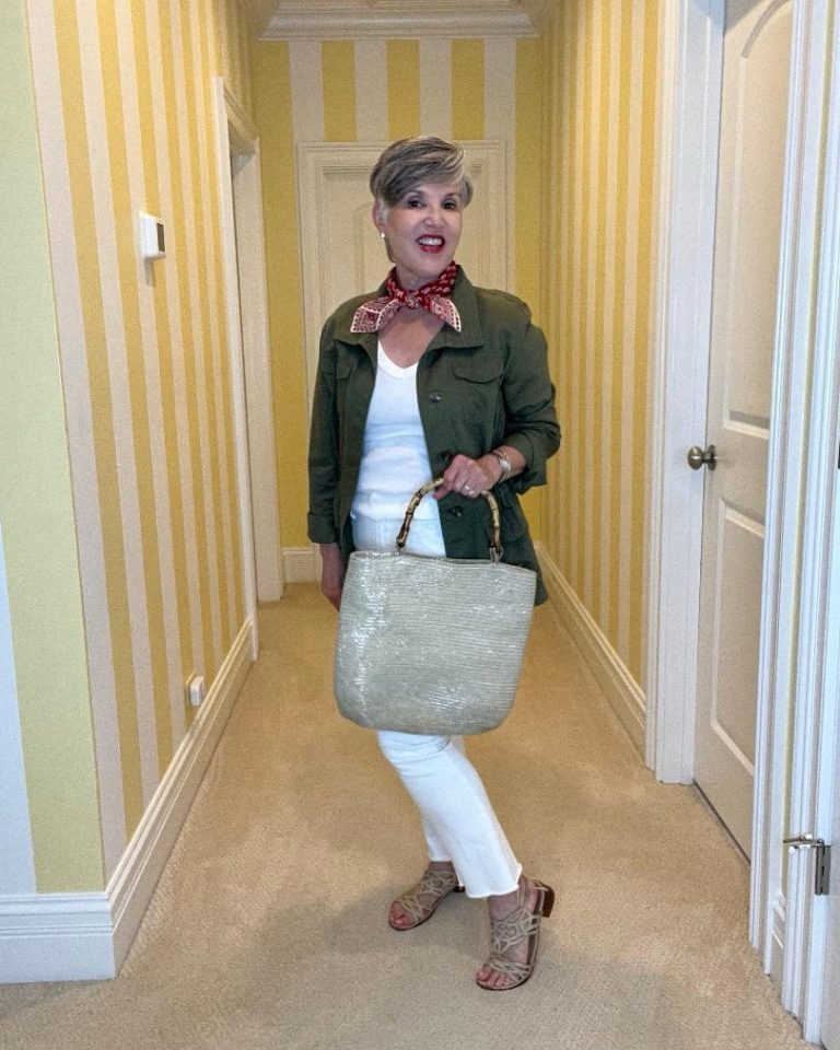 How much do I love an olive utility jacket? Especially for late summer and early fall!  This casual look is perfect for shopping or lunch with friends! Take a white tank, white jeans, and a red bandana. Add the jacket and tan accessories for the cutest summer and summer-into-fall look!

I am thrilled to show you 50 casual, classic, chic, summer outfits from my summer capsule wardrobe 2024! 
This is the link for the post to show you the items and how to enjoy them to the fullest: Summer Capsule Wardrobe 2024: 17 More Easy, Smart Casual Summer Outfits for You to Enjoy and Maybe Even Copy! - Dr. Julie's Fun Life
Please follow my blog at: drjuliesfunlife.com for fun, fashion, family, and food!❤️Thank you!

#LTKItBag #LTKxNSale #LTKSeasonal