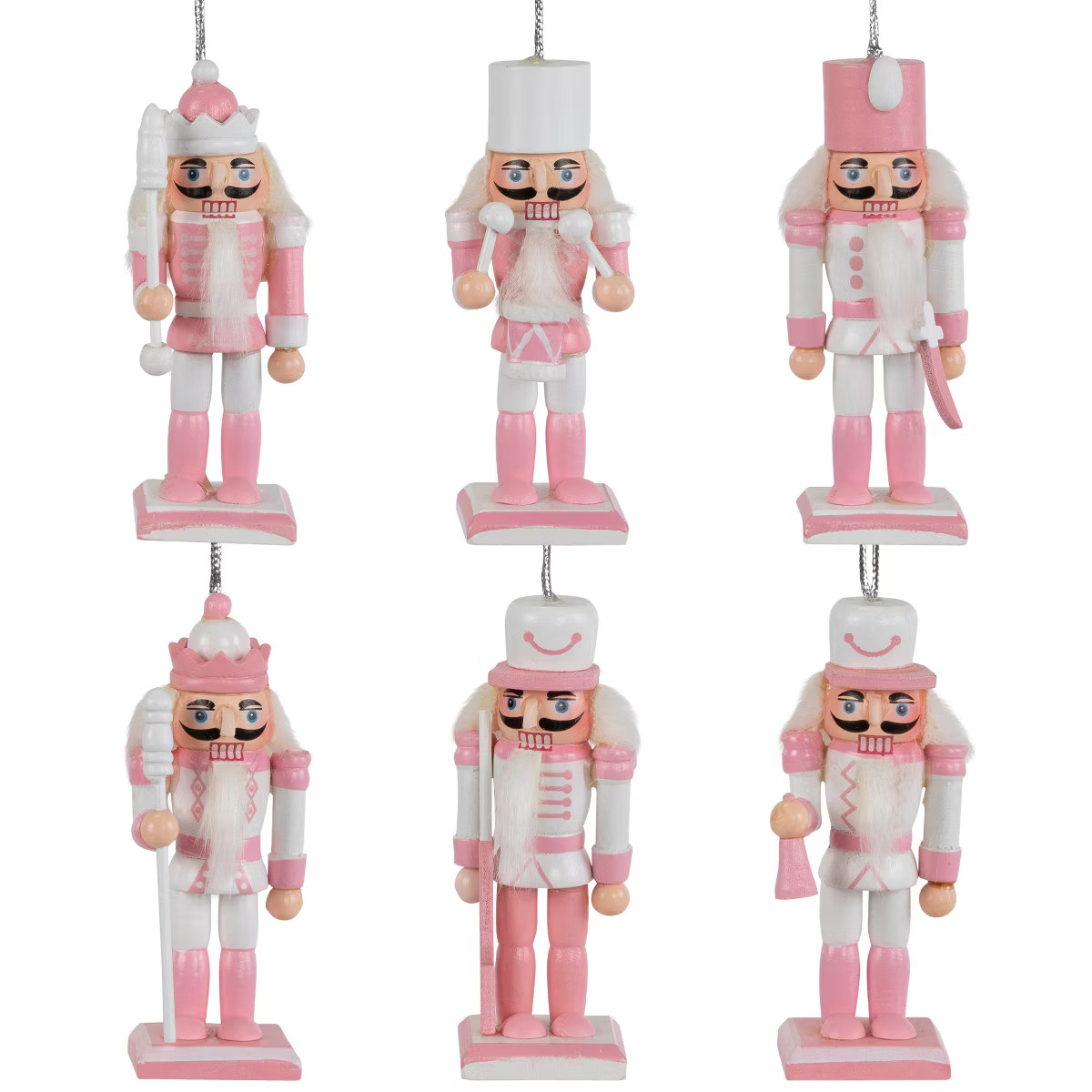Northlight Nutcracker Soldier Christmas Ornaments - 3.25" - Pink and White - Set of 6 | Target