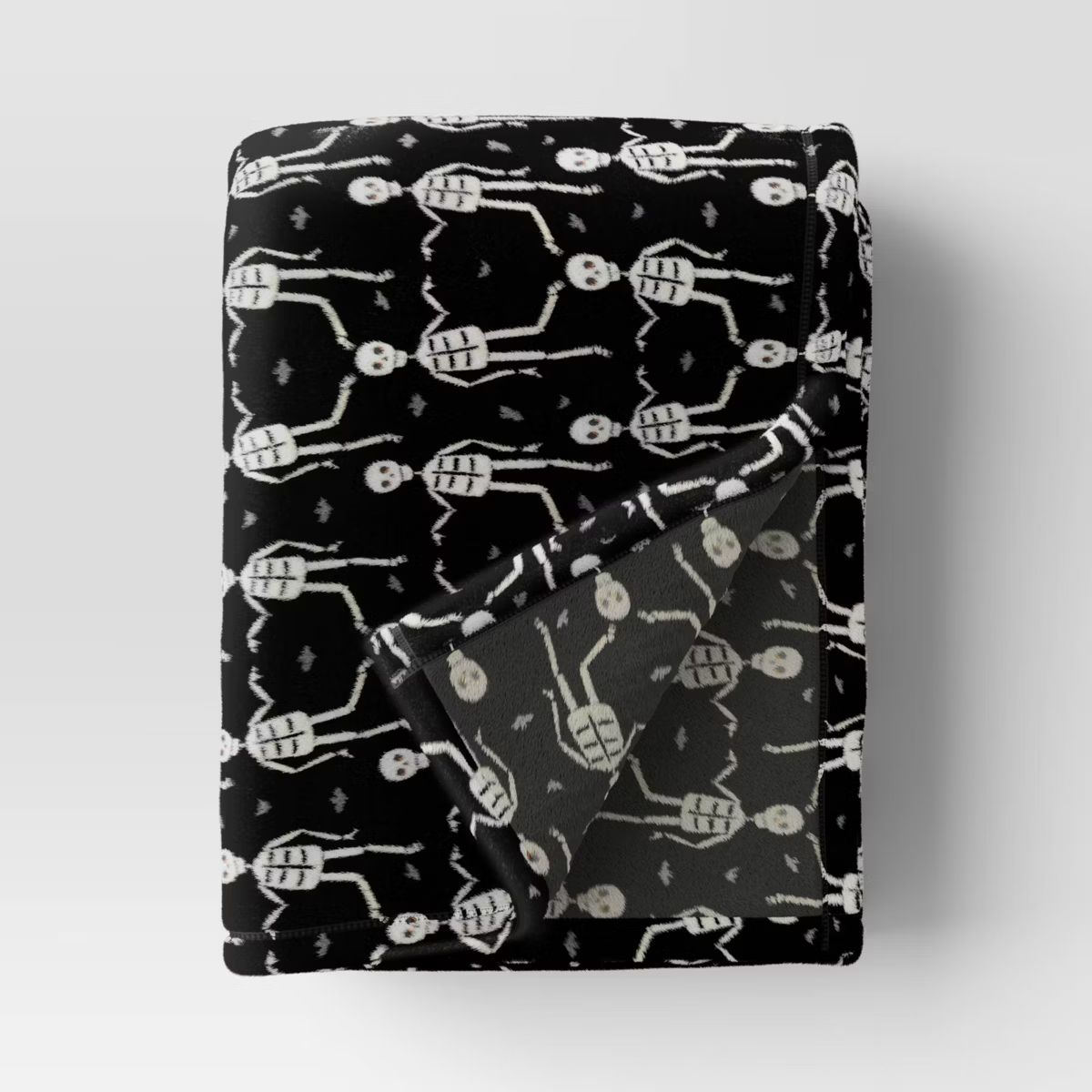 Halloween Printed Skeleton Throw Blanket Black/Ivory - Hyde & EEK! Boutique™: Recycled Polyeste... | Target