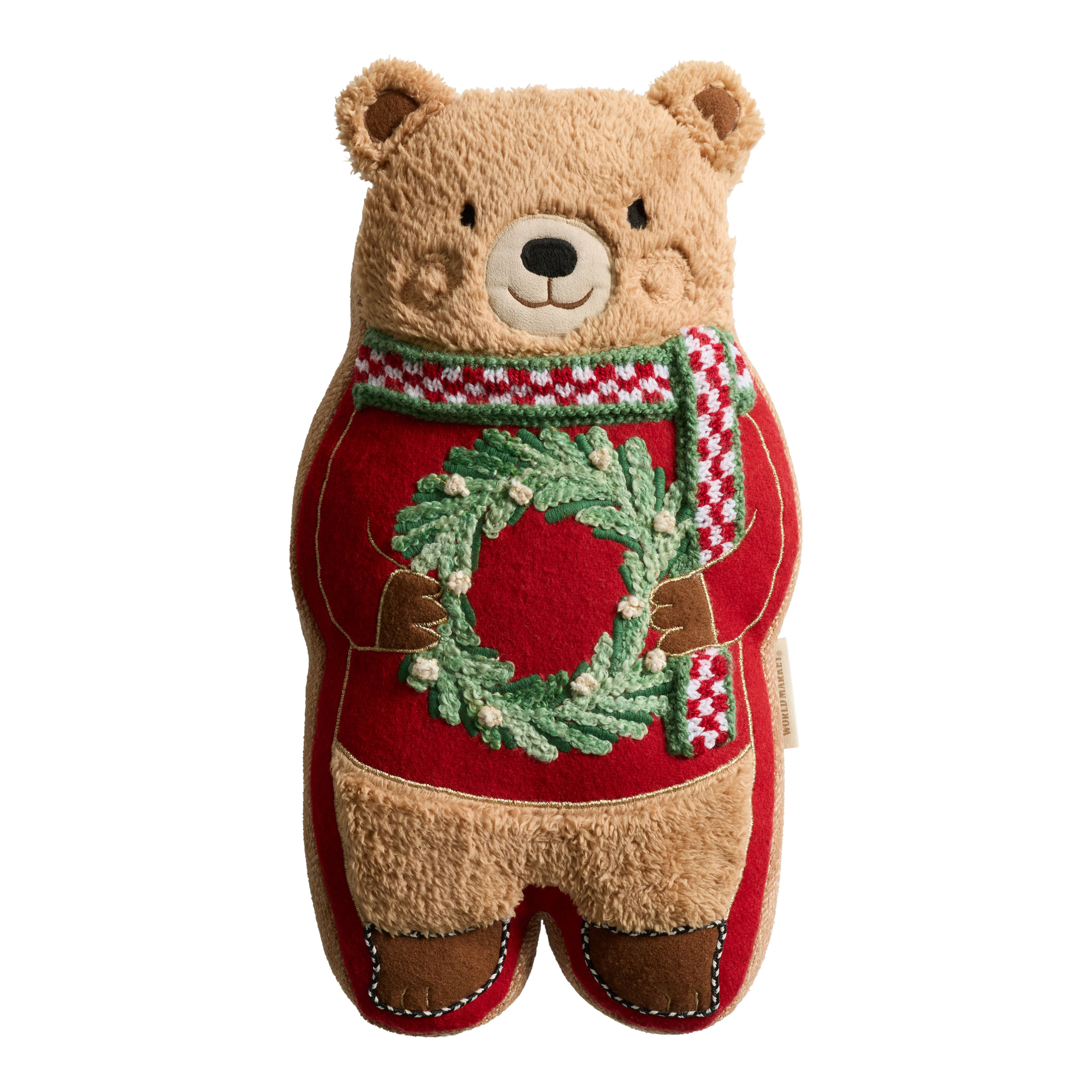 Brown Teddy Bear Shaped Throw Pillow | World Market