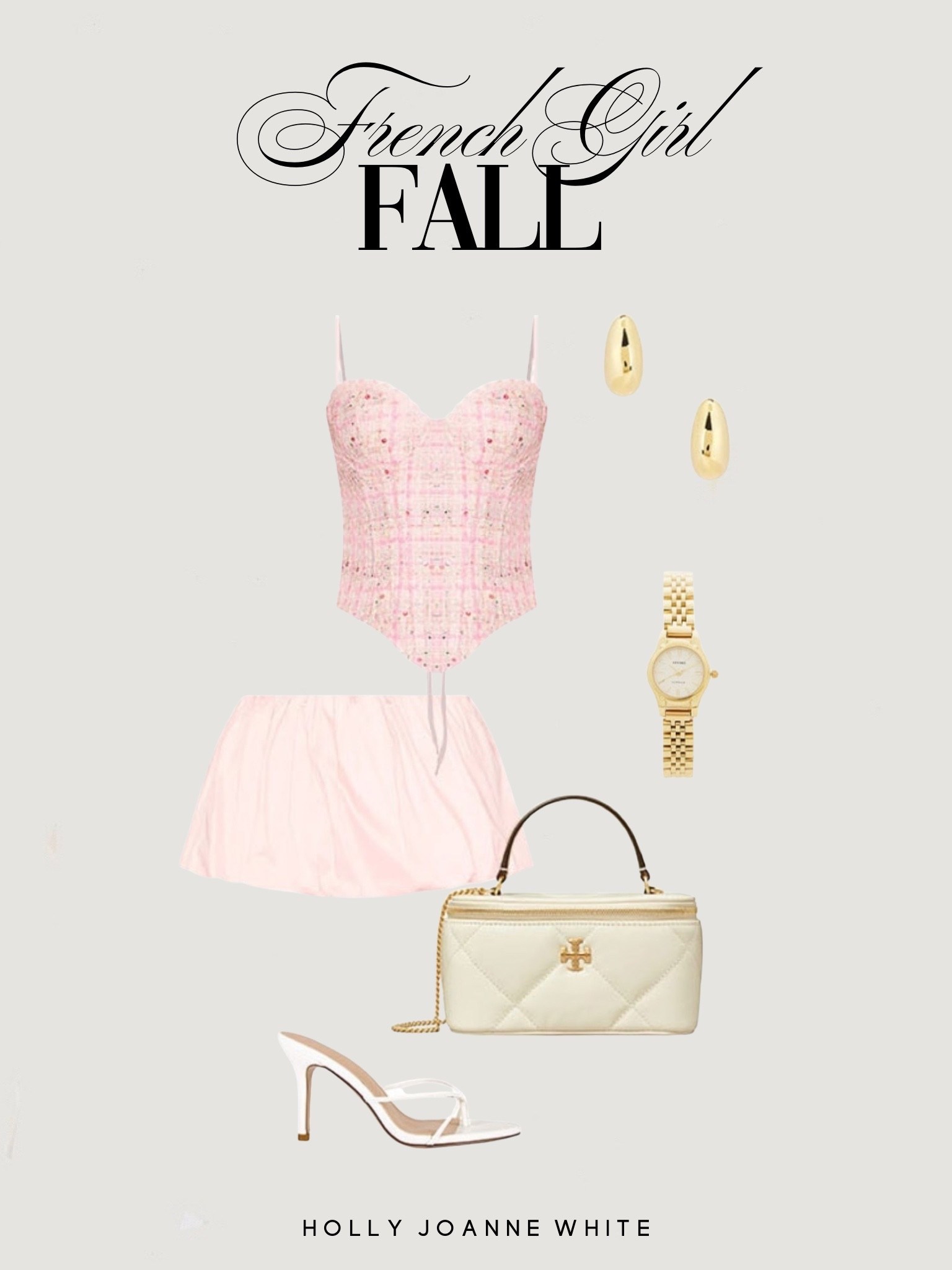 FRENCH GIRL FALL 

GUIZIO Genevieve Bustier in Pink
CENDRÉ Enna Earrings, Isobel Watch in Gold
MIAOU Grace Skirt in Willa
TORY BURCH Kira Diamond Quilt Vanity Case in Warm Whitee
FEMME LA X REVOLVE Sicilian Slipper in White

#LTKFindsUnder100 #LTKStyleTip #LTKFindsUnder50