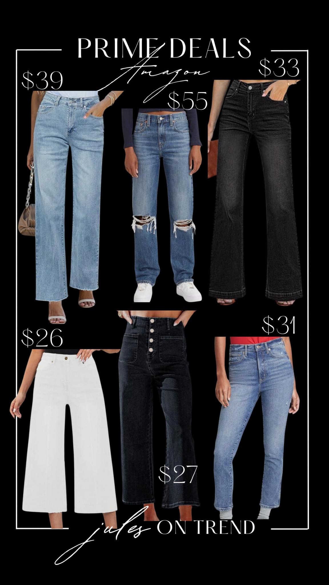 Prime Deals! Women’s jeans on sale $55 and under! All come in multiple washes. Love these Capri style bootcut paired with booties! High waisted is always flattering in my opinion and straight leg jeans are still on trend.

#LTKFindsUnder50 #LTKFindsUnder100 #LTKxPrimeDay
