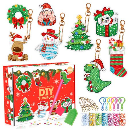 Christmas Diamond Painting Kits Advent Calendar 2022 for Kids 8pcs Make Your Own Gem Keychains - Art | Walmart (US)