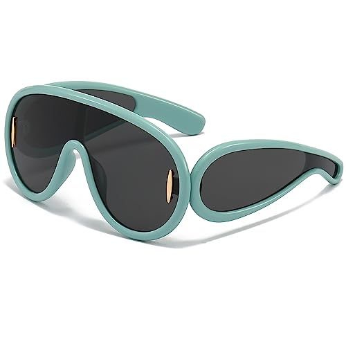 Fashion Wave Mask Sunglasses for Women Men Oversized Silver Mirrored Futuristic Shield Sun Glasse... | Amazon (US)
