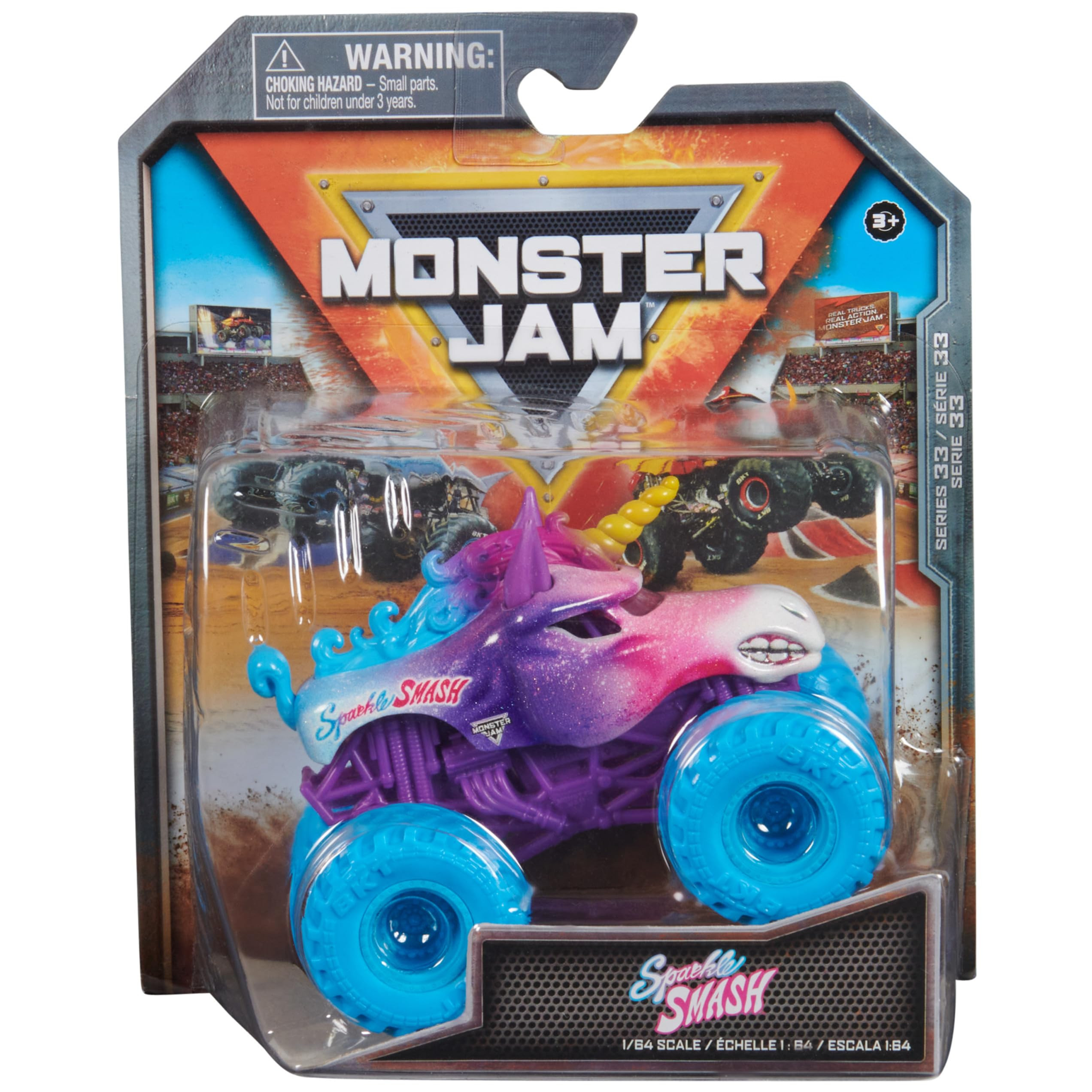 Monster Jam, Official Sparkle Smash Monster Truck, Die-Cast Vehicle, 1:64 Scale, Kids Toys for Bo... | Amazon (US)