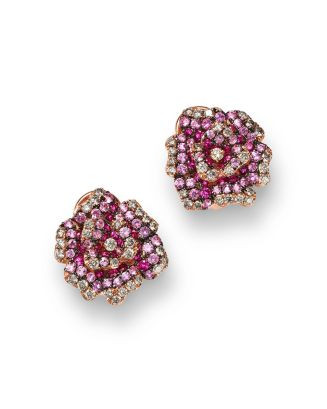 Bloomingdale's Fine Collection Pink Sapphire & Diamond Rose Flower Earrings in 14K Rose Gold  | B... | Bloomingdale's (US)