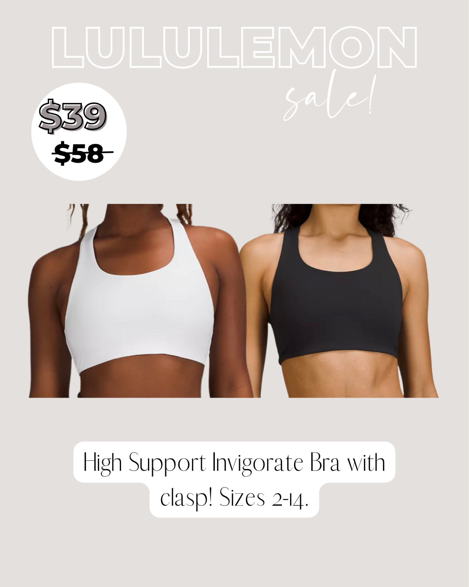 Lululemon high support invigorate sports bra on sale! 

#LTKsalealert #LTKunder50 #LTKstyletip