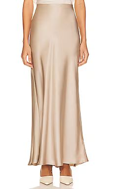 ANINE BING Bar Silk Maxi Skirt in Taupe from Revolve.com | Revolve Clothing (Global)
