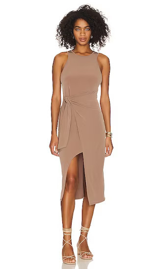 Side Tie Dress in Cafe | Spring Wedding Guest Dress | Brown Maxi Dress | Revolve Clothing (Global)