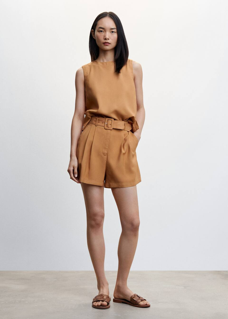 Shorts with belt -  Women | Mango USA | MANGO (US)