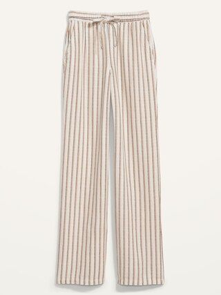 High-Waisted Dobby-Stripe Linen-Blend Wide-Leg Pants for Women | Old Navy (US)