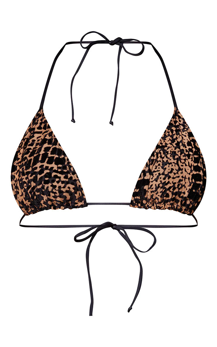 Stone Devore Triangle Bikini Top | PrettyLittleThing US