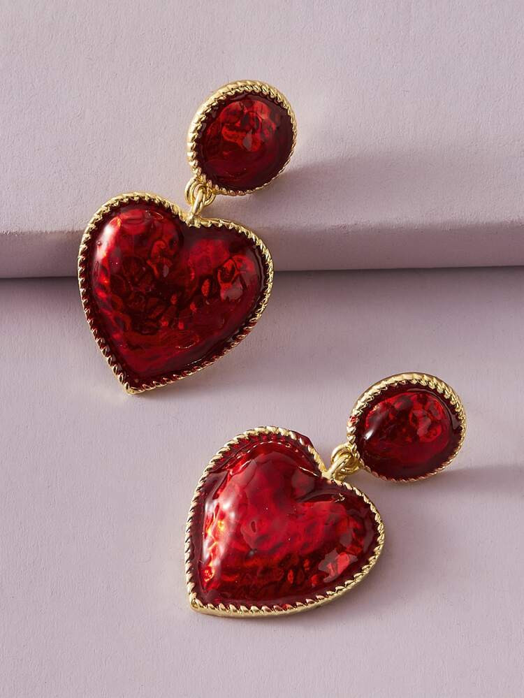 1pair Heart Drop Earrings | SHEIN