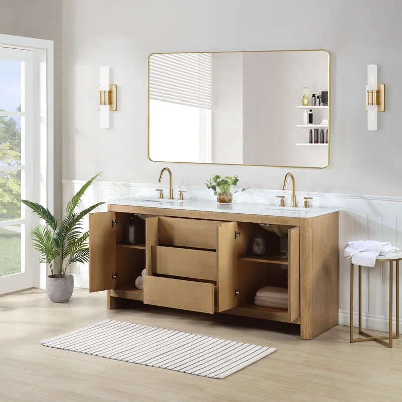 Raye 72'' Double Bathroom Vanity with Quartz Top | Wayfair North America