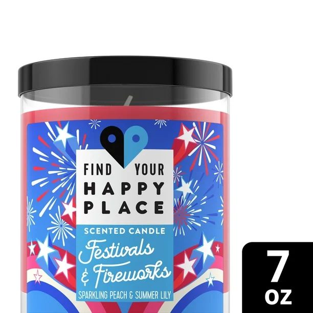 Find Your Happy Place Festivals & Fireworks Scented Candle Peach and Summer Lily 7 oz | Walmart (US)