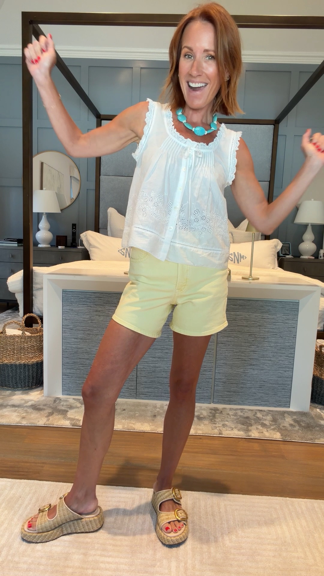 Summer outfit ideas for busy moms ☀️💛

This is one of those easy outfits that looks cute whether you’re headed to brunch, running errands, packing for vacation, or meeting friends for dinner. The butter yellow shorts are such a fun summer trend, and this Madewell top is lightweight, flattering, and goes with everything.

Linked:
✨ Madewell top
✨ Madewell shorts
✨ Sam Edelman sandals (found the exact pair on sale!)
✨ Affordable lookalike sandals
✨ New Tori Bradburry necklace from the summer collection

Use code SSS20 for 20% off Tori Bradburry jewelry.

summer outfit ideas • butter yellow shorts • Madewell outfit • casual summer style • vacation outfit • resort wear • comfortable summer sandals • Sam Edelman sandals • summer jewelry • layered necklace • everyday outfit inspiration • elevated casual style • warm weather outfits • vacation packing ideas • outfits for women over 40 • mom style • summer fashion finds • effortless summer look • coastal style outfit • chic casual outfit

#LTKootd #LTKmomlife #LTKSaleAlert