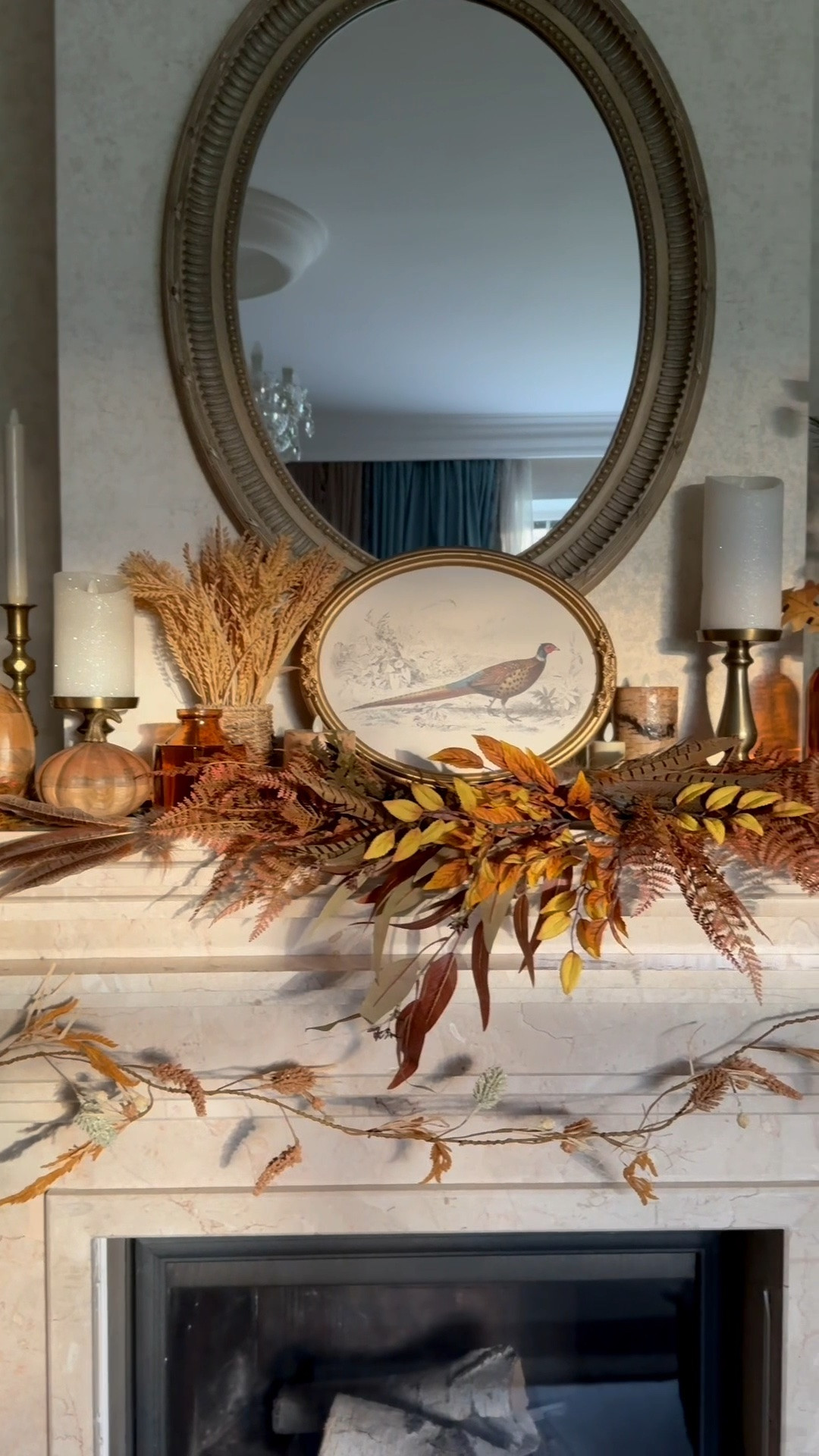 Fall living room mantel decor, pheasant wall art, @Michaels leaf stems, pumpkin decor

#LTKHome #LTKSeasonal #LTKSaleAlert