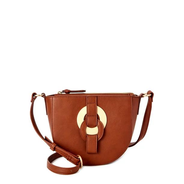 Time and Tru Women's Cecile Fashionable Ladies Crossbody Handbag Cognac - Walmart.com | Walmart (US)