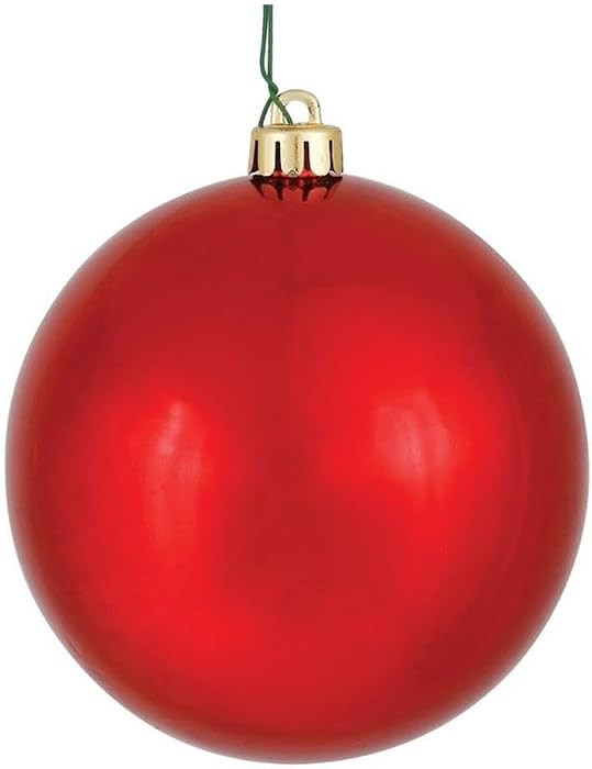 Vickerman 4.75" Red Shiny Ball Ornament, 4 per Bag | Amazon (US)