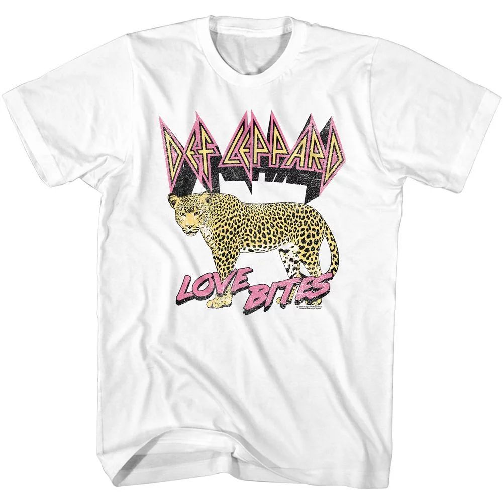 Def Leppard Love Bites Leopard White Adult T-Shirt | Walmart (US)