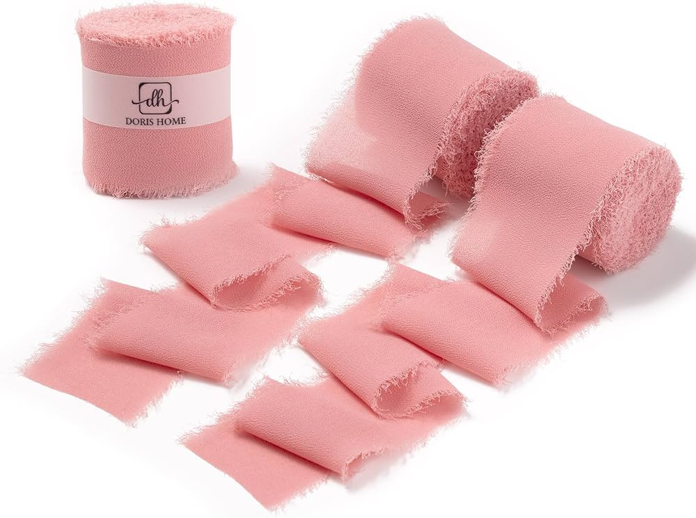 DORIS HOME Dusty Rose Chiffon Ribbon for Flower Bouquet, 2" x21Yd Fabric Ribbon for Gift Wrapping... | Amazon (US)