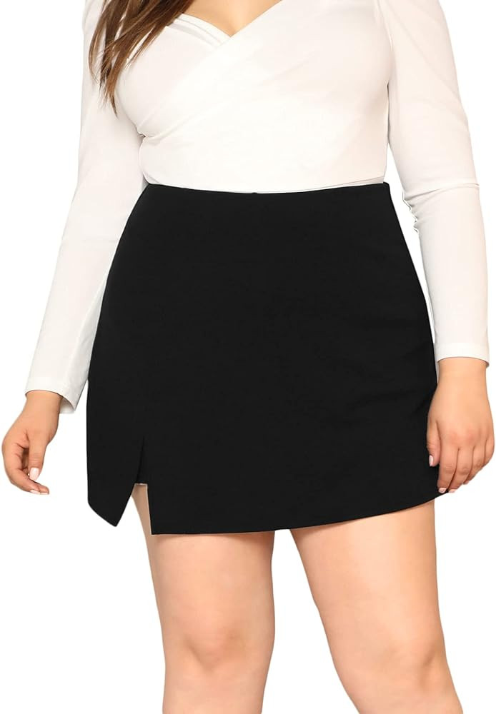 Floerns Women's Plus Size Asymmetrical Skorts High Waisted Skirts Shorts | Amazon (US)