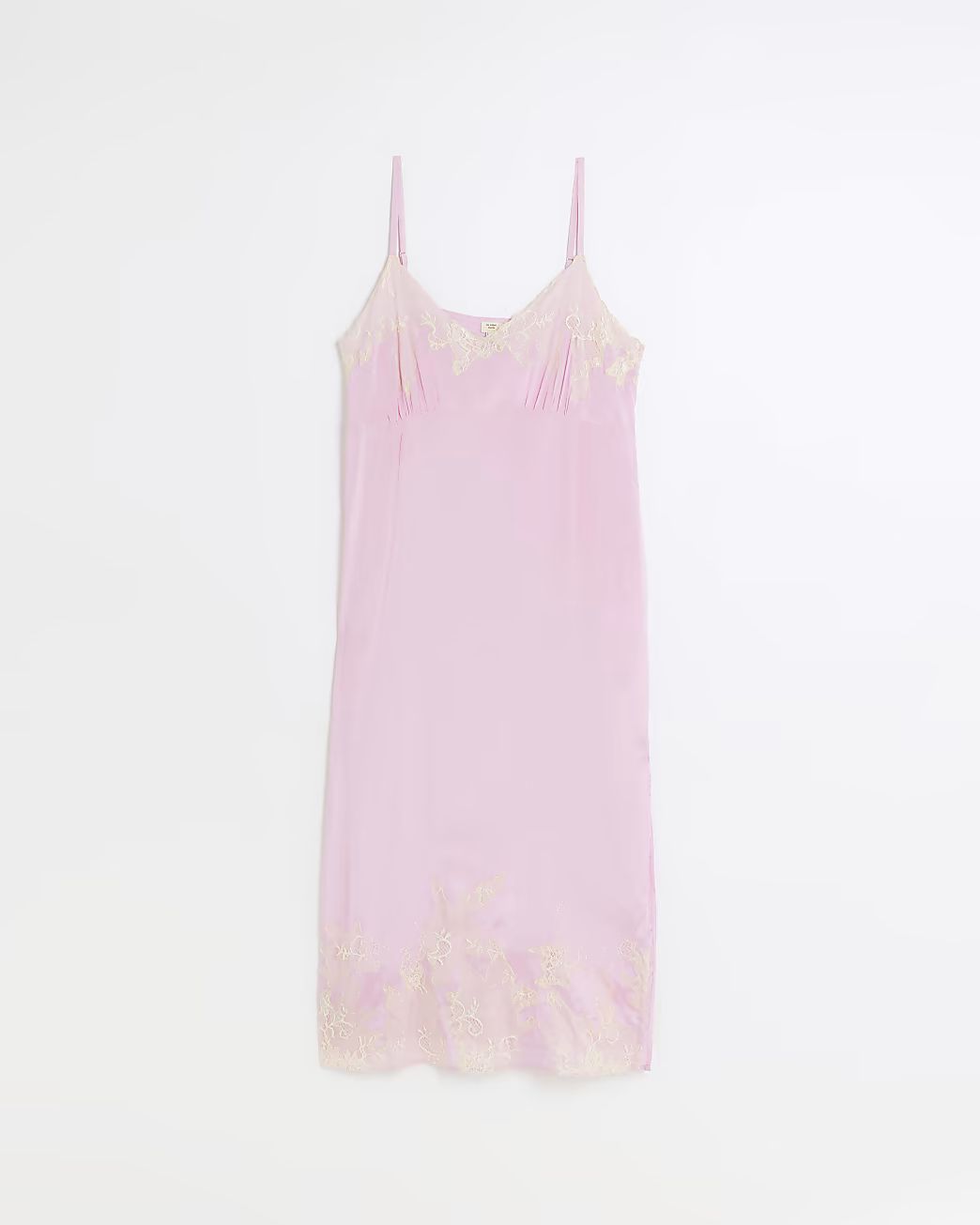 Pink lace slip midi dress | River Island (UK & IE)
