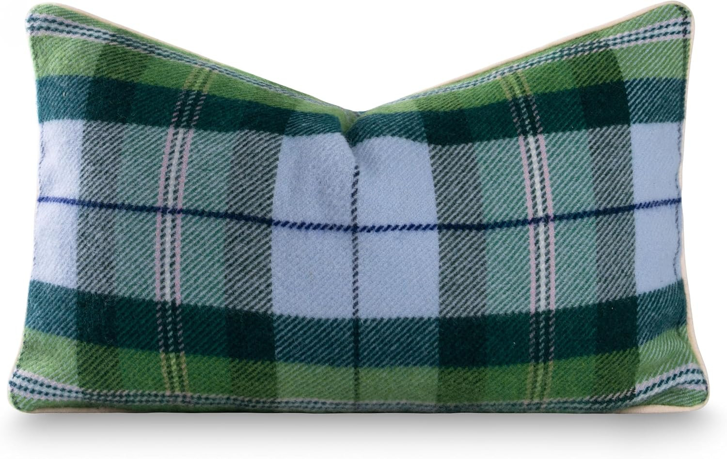 Hofdeco Premium Wool Coastal Tartan Lumbar Pillow Cover, 12x20, Blue Green | Amazon (US)