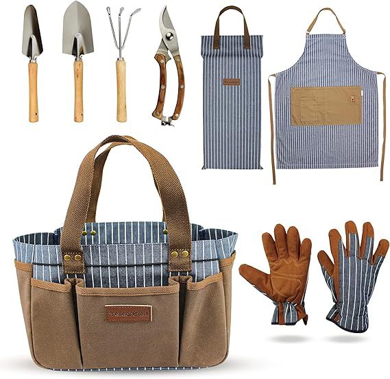 re.earthed Stylish, Modern 8 Piece Gardening Bag and Tool Set for Women and Men. Great as a Gift ... | Amazon (US)