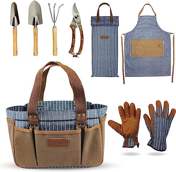 re.earthed Stylish, Modern 8 Piece Gardening Bag and Tool Set for Women and Men. Great as a Gift ... | Amazon (US)