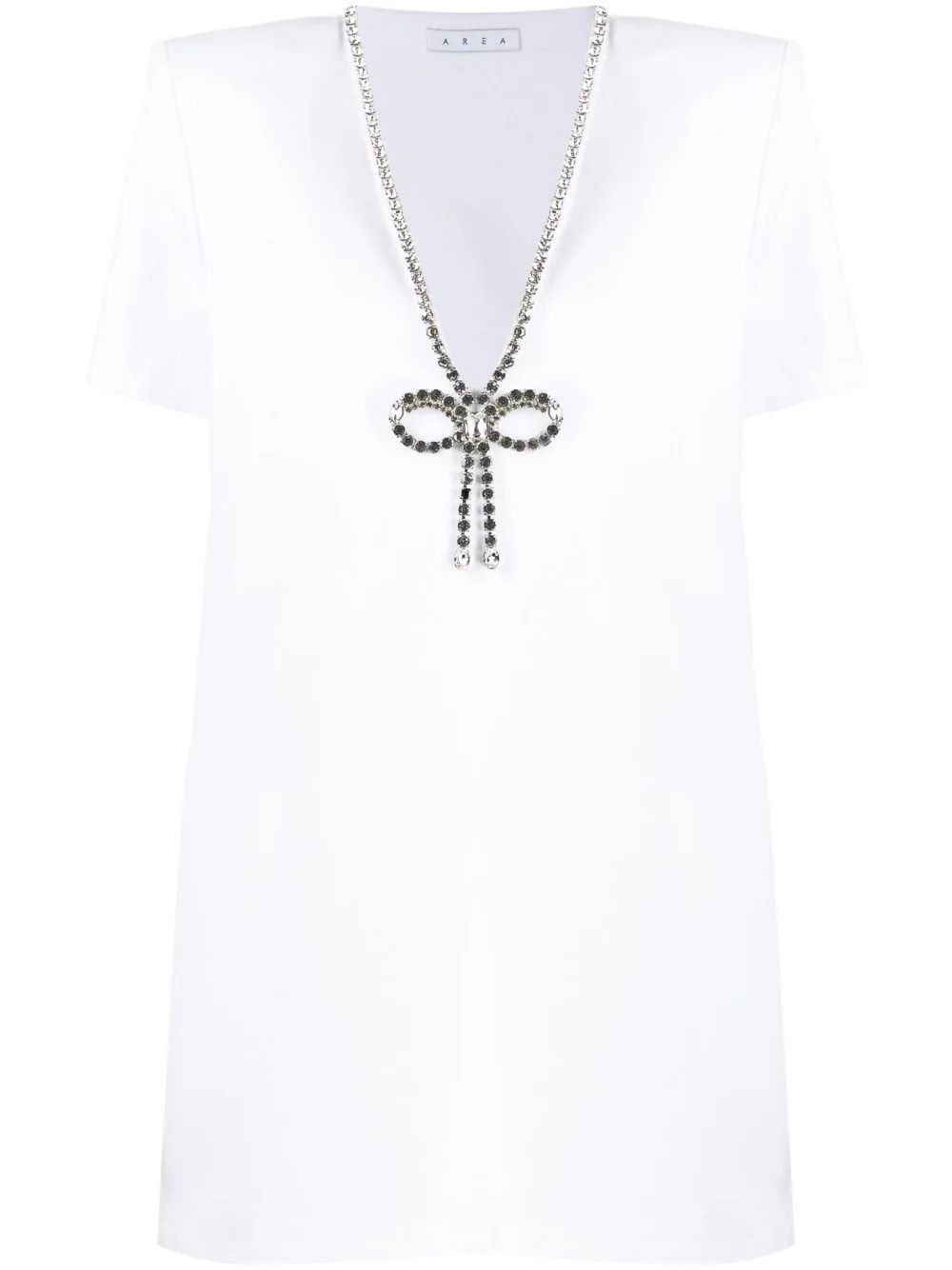 AREA crystal-embellished V-neck Minidress - Farfetch | Farfetch Global