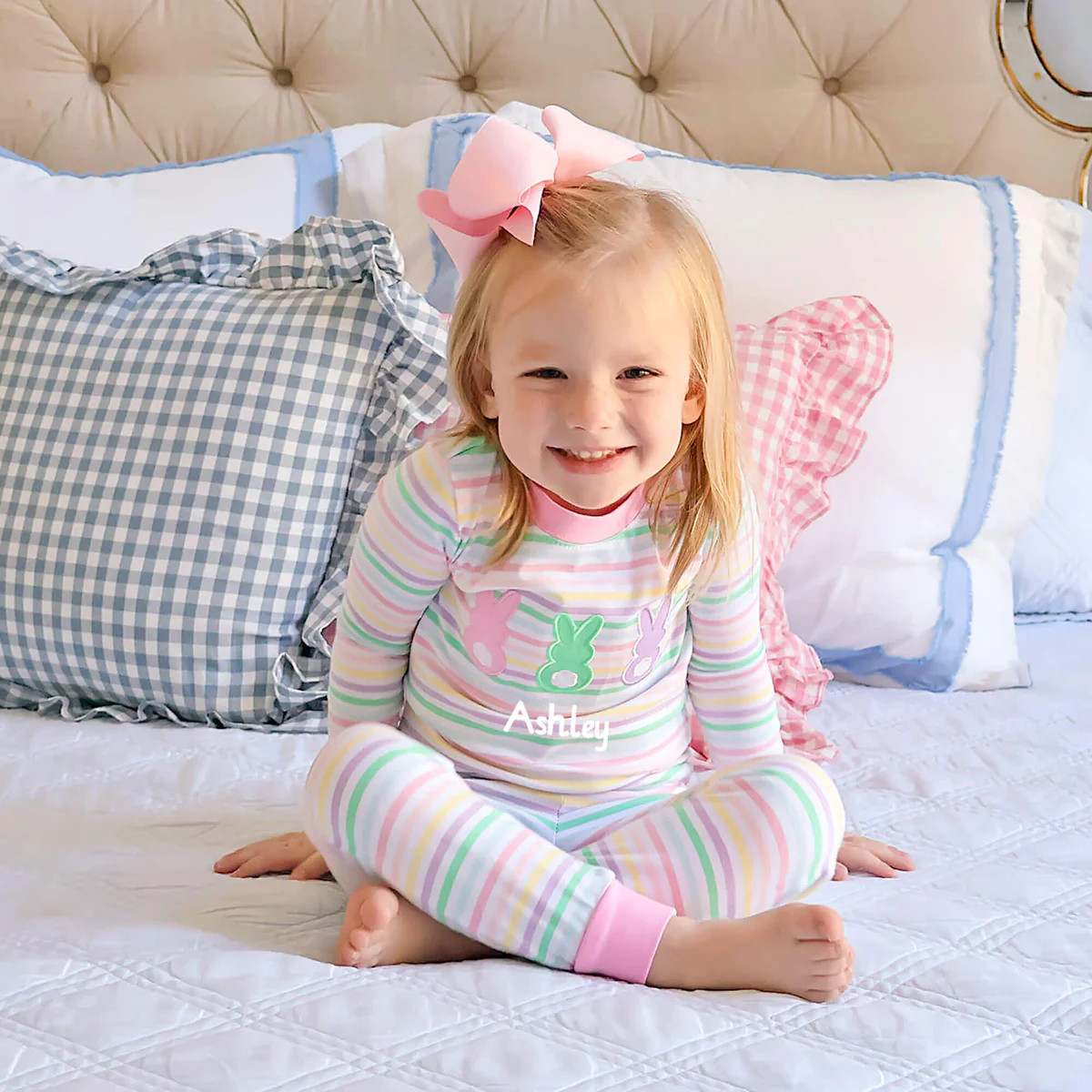 Peeps Pastel Pink Stripe Pajamas | Classic Whimsy