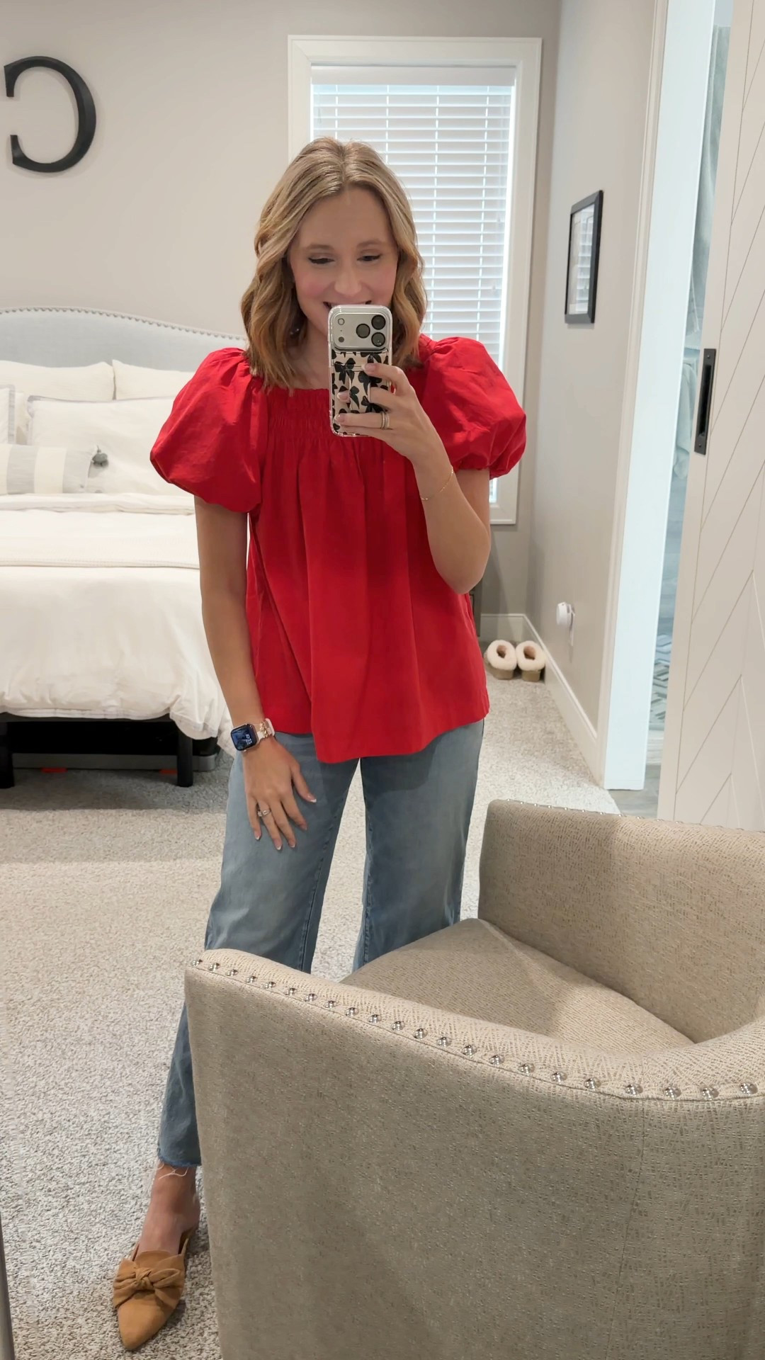 Next we have this casual look! Loving this puffy sleeve red top! The perfect outfit for staying casual while also looking stylish!

#LTKValentine #LTKSeasonal #LTKootd