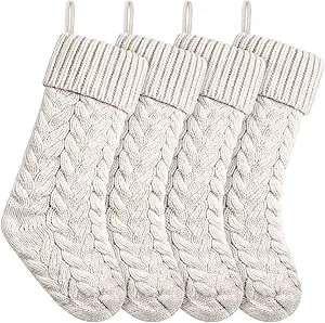 18 Inches Christmas Stockings Knit Xmas Stockings Large Fireplace Hanging Stockings for Family Ch... | Amazon (US)