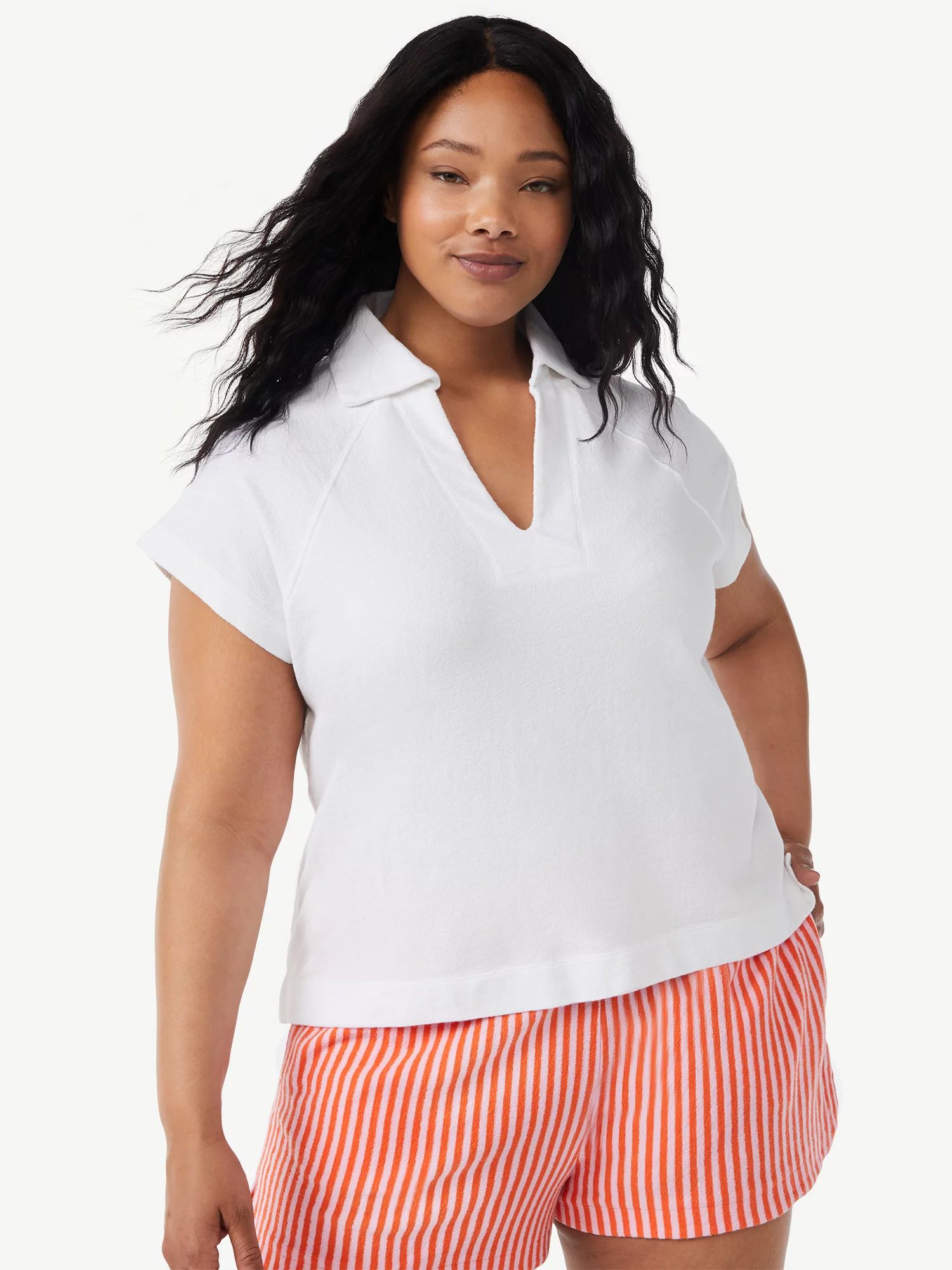 Free Assembly Women's Raglan Sleeve Polo Shirt - Walmart.com | Walmart (US)