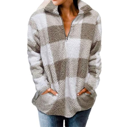 Plaid Sherpa Fleece Zip Sweatshirt Long Sleeve Pullover Jacket under $40! Must have for fall!

#LTKstyletip #LTKunder50 #LTKSeasonal