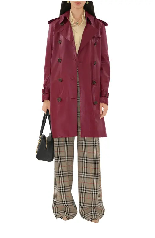 burberry Mid-length Leather Kensington Trench Coat in Ripple at Nordstrom, Size 2 | Nordstrom