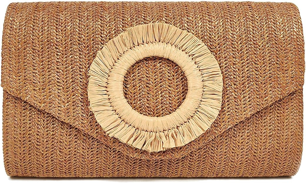Straw Clutch Purse for Women,Summer Beach Bag,Envelope Evening Clutch Handbags for Formal Party W... | Amazon (US)