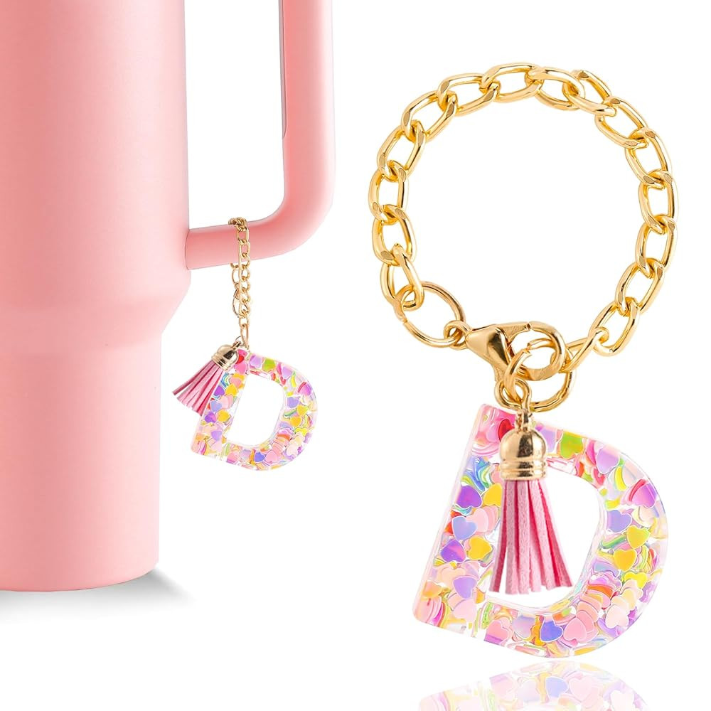 Letter Charm Accessories for Stanley Cup 1 PCS Cute Initial Keychain Handle Charm for Stanley Tum... | Amazon (US)