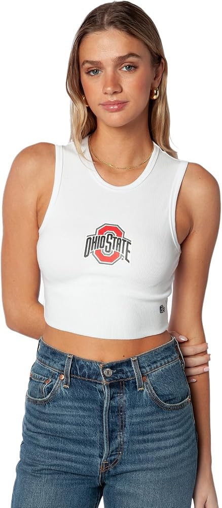 Hype & Vice Women's Cropped Ribbed Cut-Off Tank, College Game Day Shirt | Amazon (US)