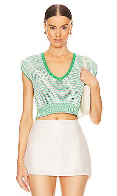 Diane von Furstenberg Claud Top in Tweed Knit Green from Revolve.com | Revolve Clothing (Global)