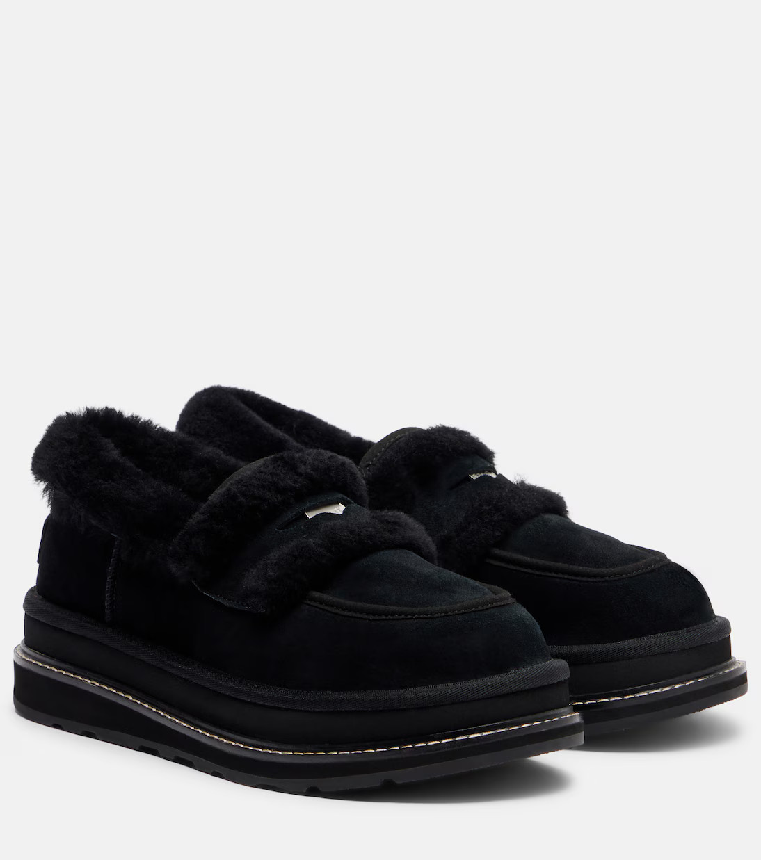 x UGG suede and shearling penny loafers | Mytheresa (US/CA)